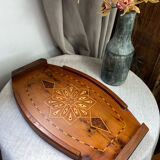 Wooden tray, inlaid decoration with marquetry and mother-of-pearl.