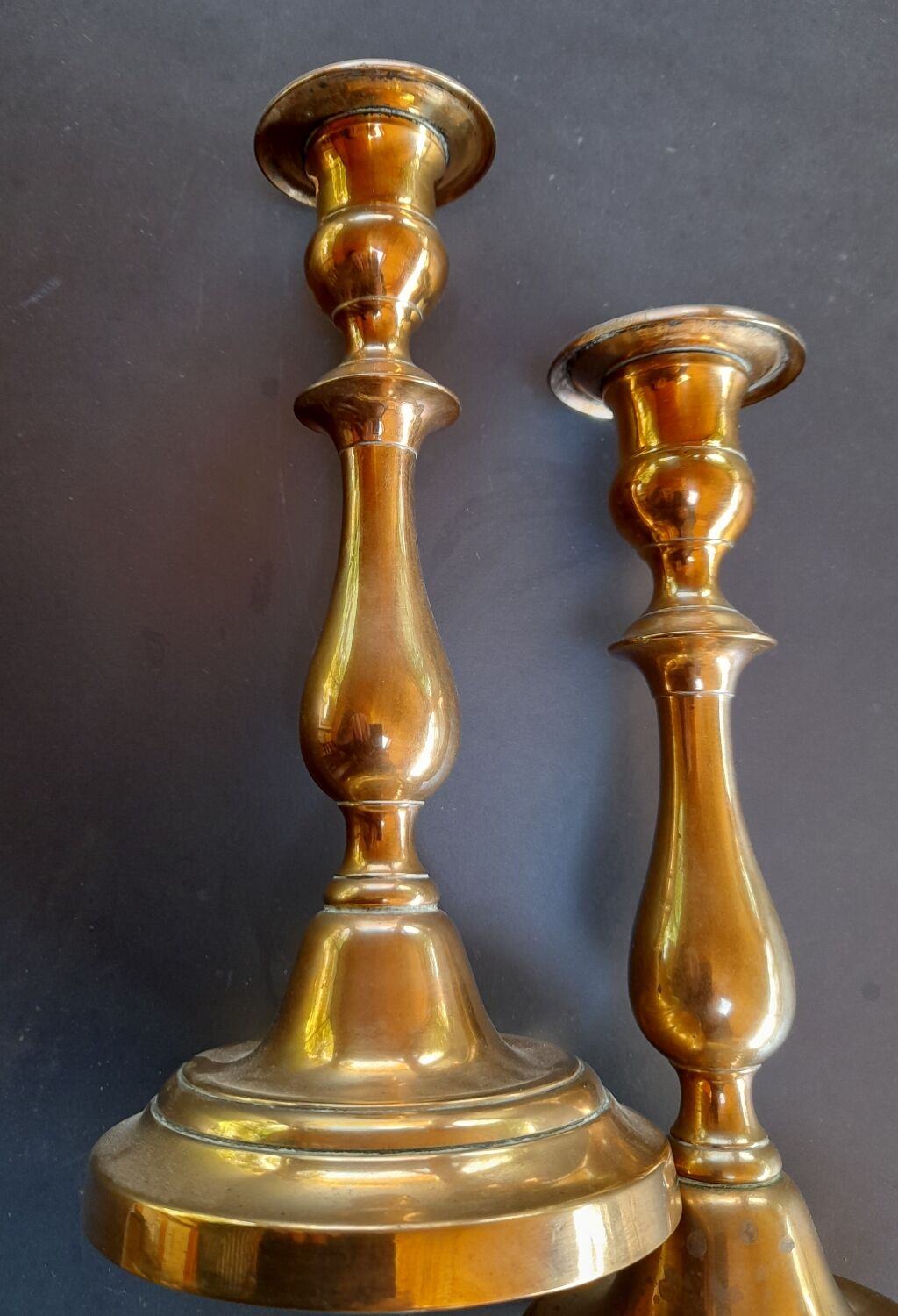 Pair of bronze candle holders old