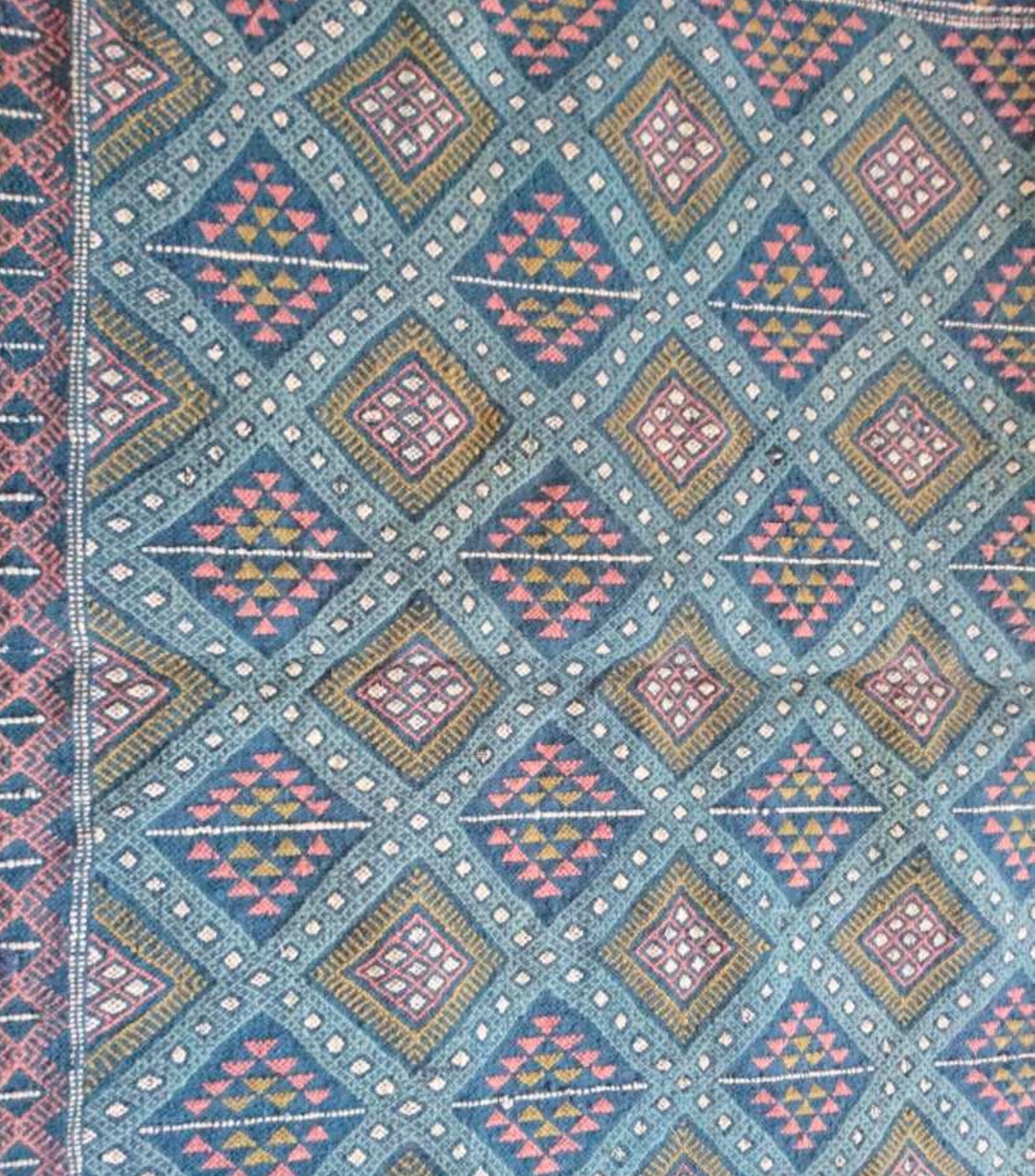 Berber carpet handmade multicolored wool 146 x 260 cm