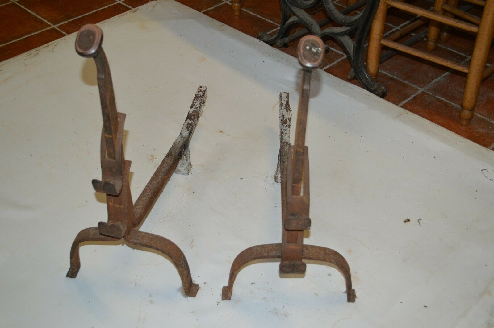 Pair of wrought iron chenets