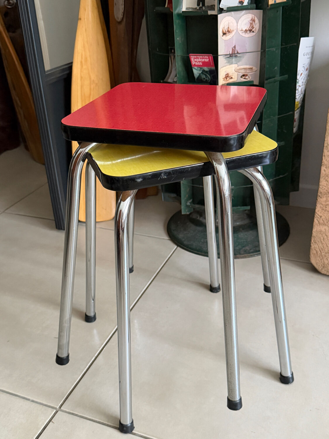 Set of 2 vintage Formica stools
