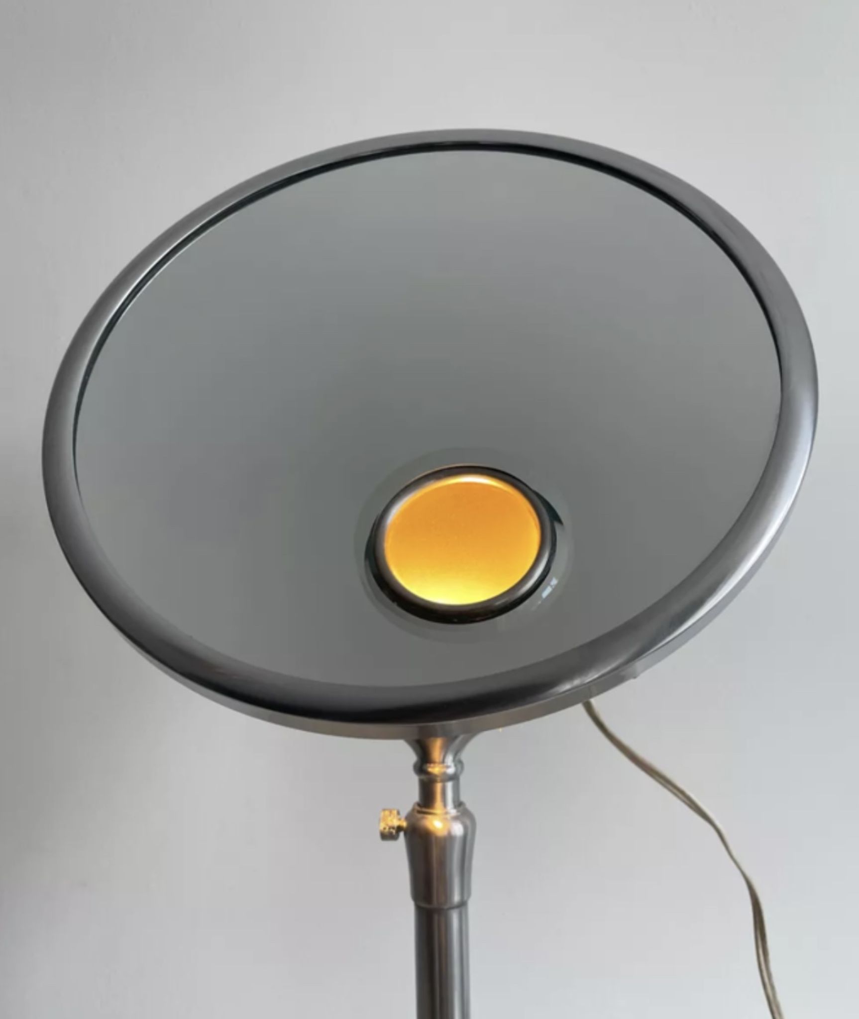 Vintage chrome Brot mirror, magnifying and illuminating, on adjustable stand, France 1960