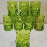 8 green Bormioli Rocco vintage glasses