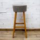 Beech Wood Stool with Upholstered Seat, 1960s