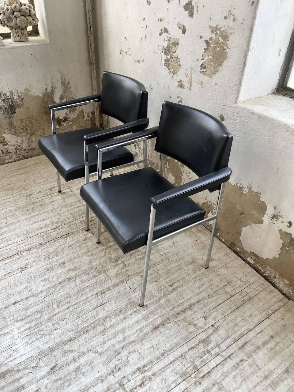 Pair of chrome office chairs