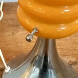Vintage orange lamp with chrome tulip base and glass shade