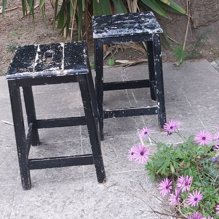 Pair stool painted wood workshop