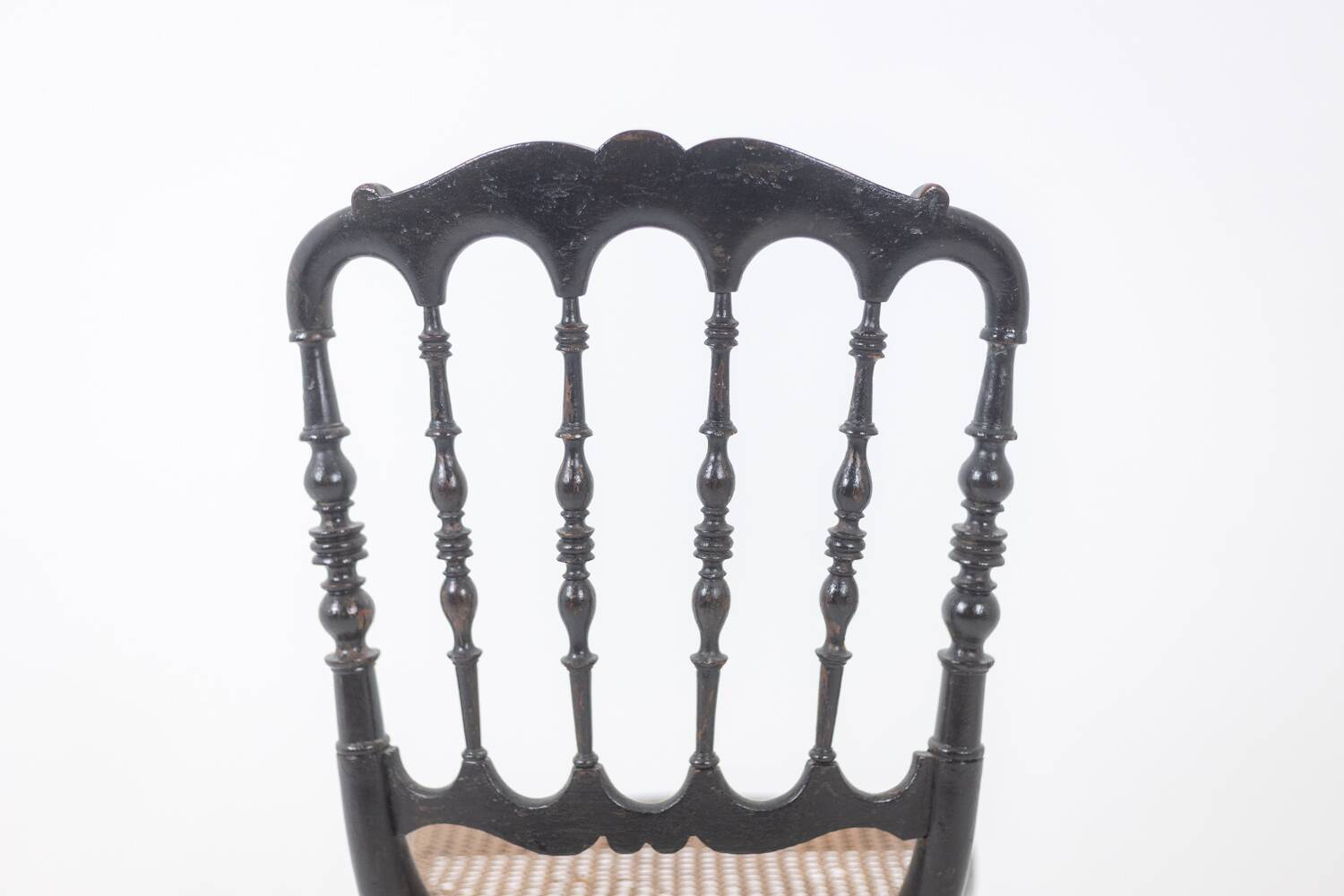 Cane chair in turned and blackened wood. Napoleon III.
