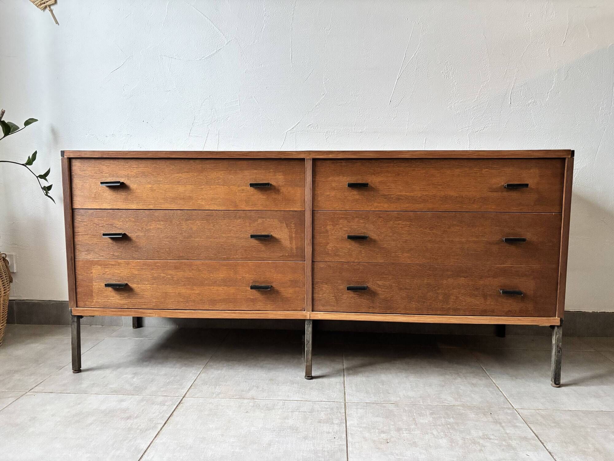 Vintage Scandinavian teak sideboard – 6 drawers – 1960s