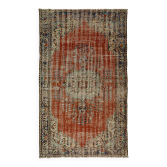 Tapis vintage tissé à la main turc unique en son genre - charme vintage rustique 301x 184 cm
