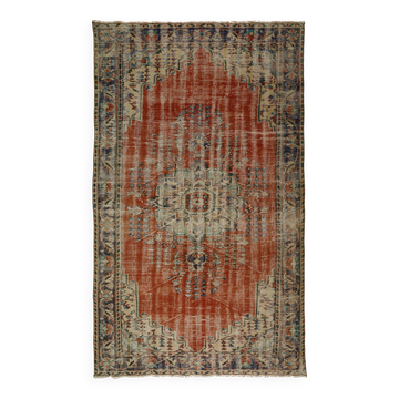 One-of-a-kind turkish handwoven vintage rug - rustic vintage charm 301x 184 cm