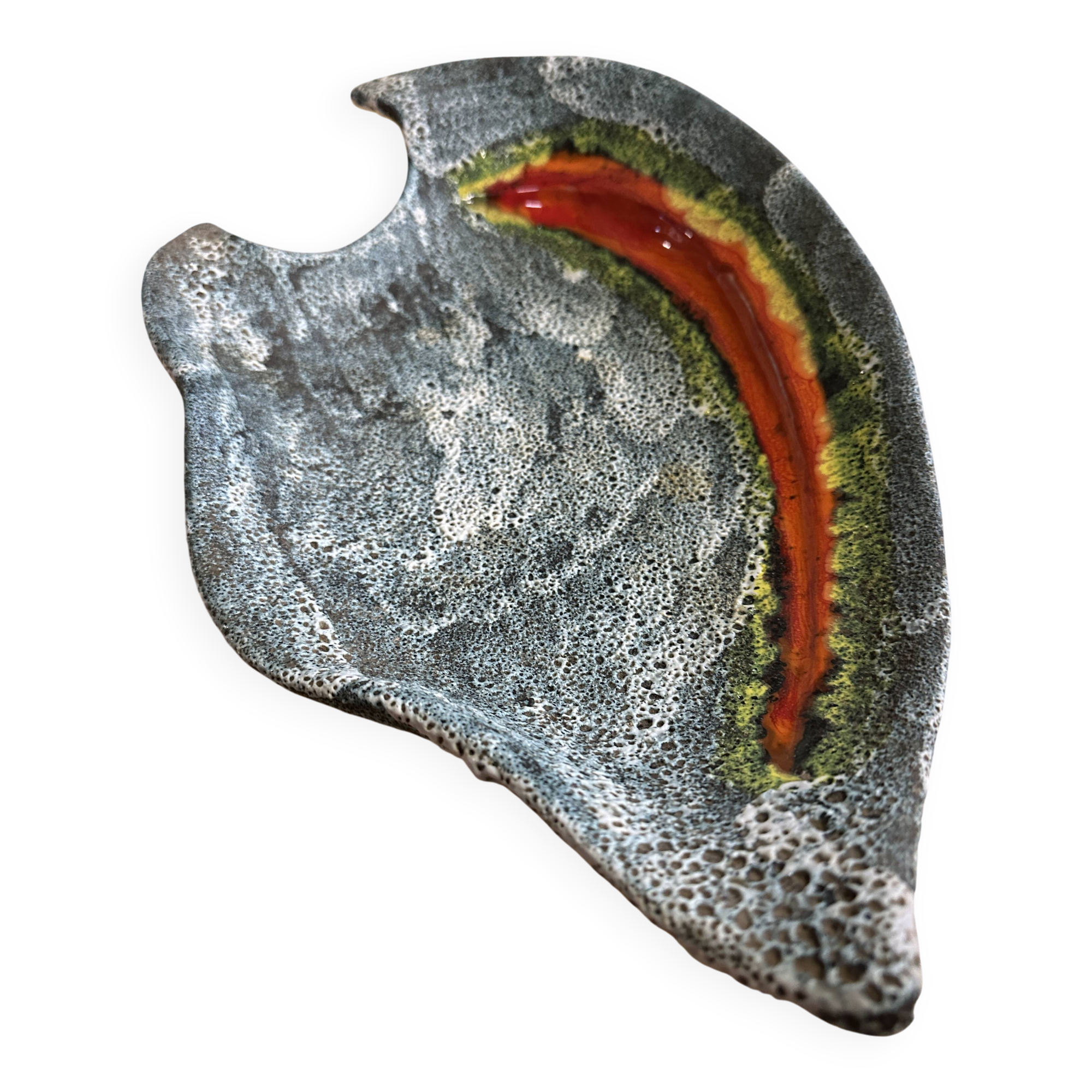 Vintage ceramic coupe plate "fat lava" from the Vallauris workshop, 1960s-70s.