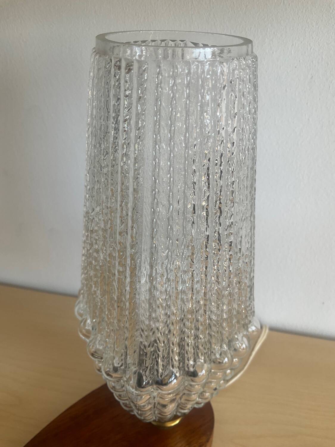 Vintage teak and glass lamp from the 50s