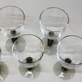 8 Bormioli Rocco Vintage Crystal Water Glasses with Grooved Grey Base