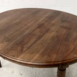 Art Deco table and six chairs in solid walnut, 20th century.