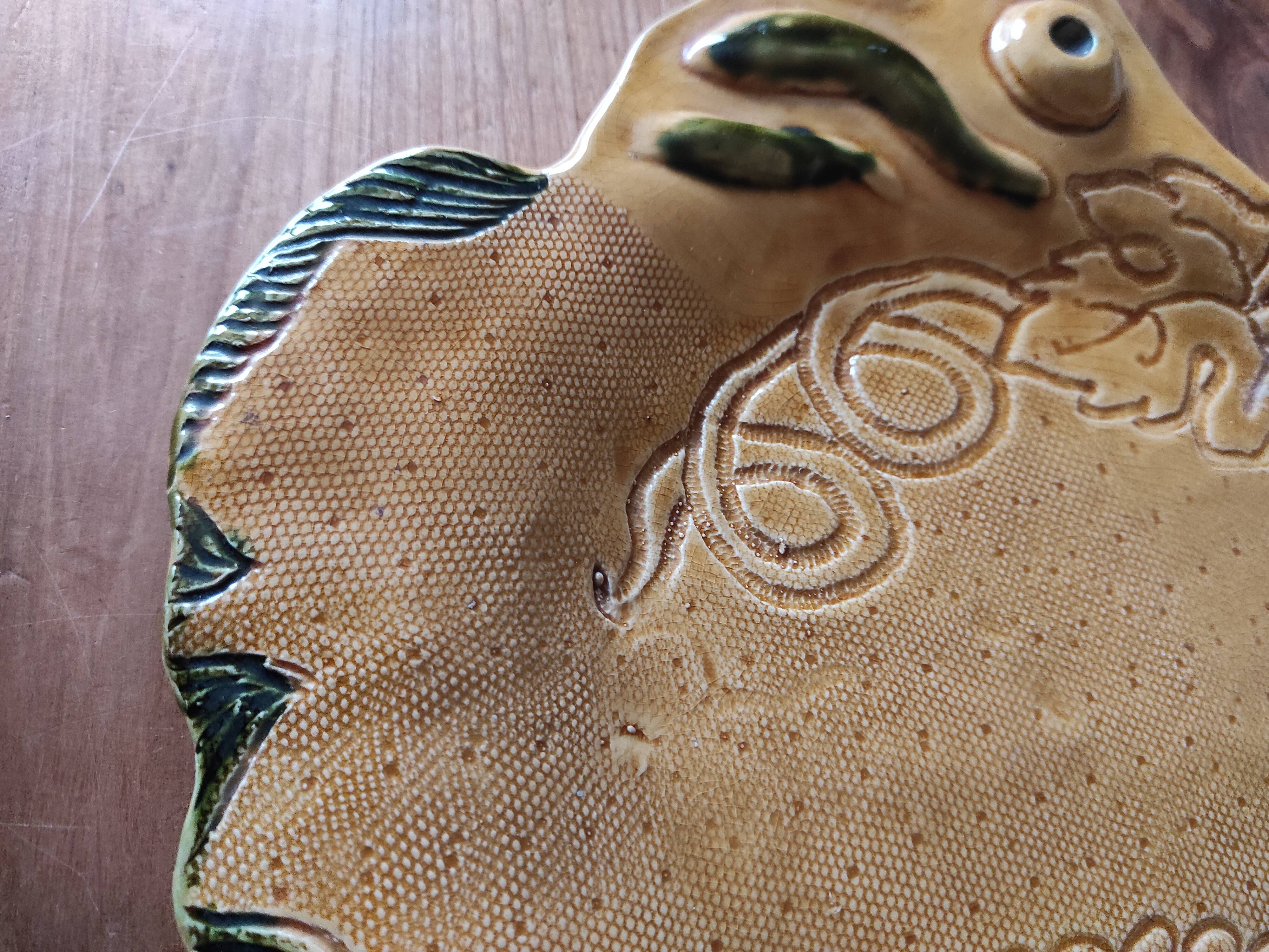 Glazed earthenware dish signed Annette Boyer