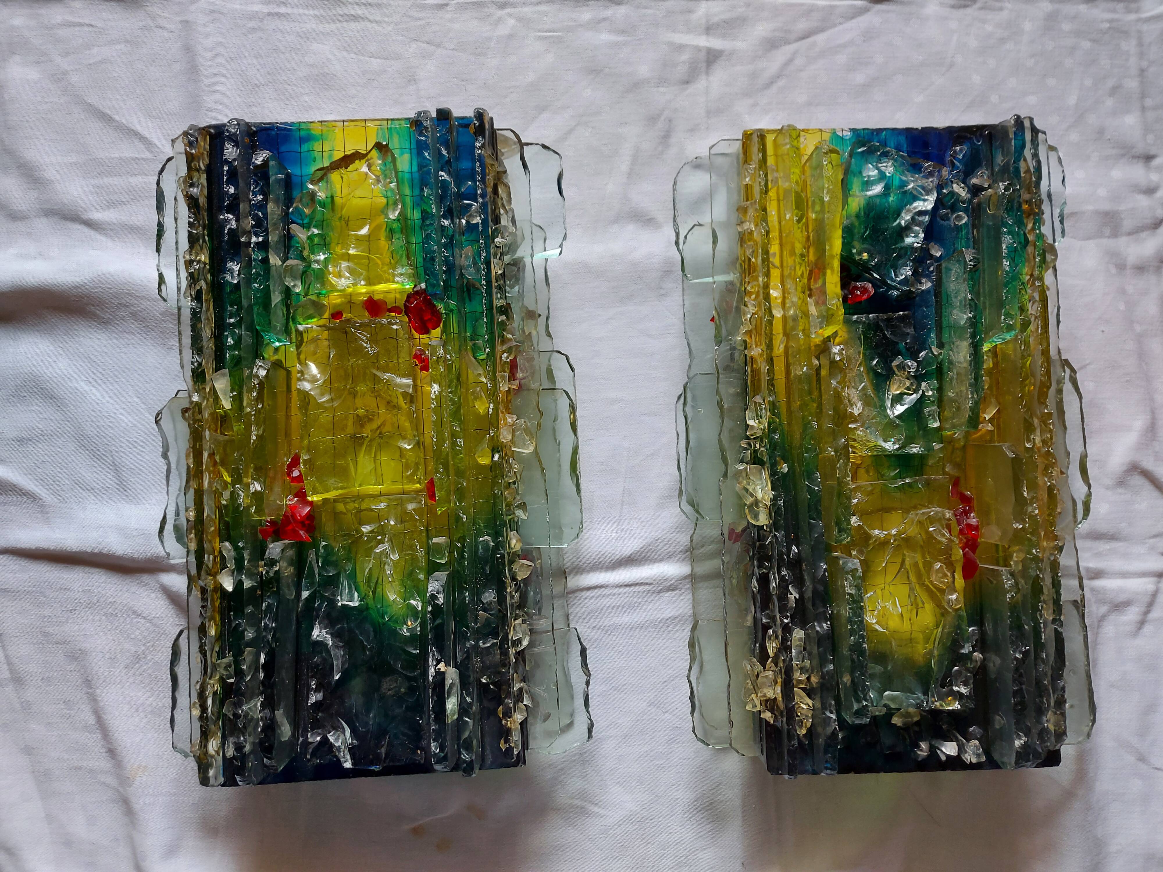 Pair of raak glass appliques, Willem Van Oyen, Chartres model