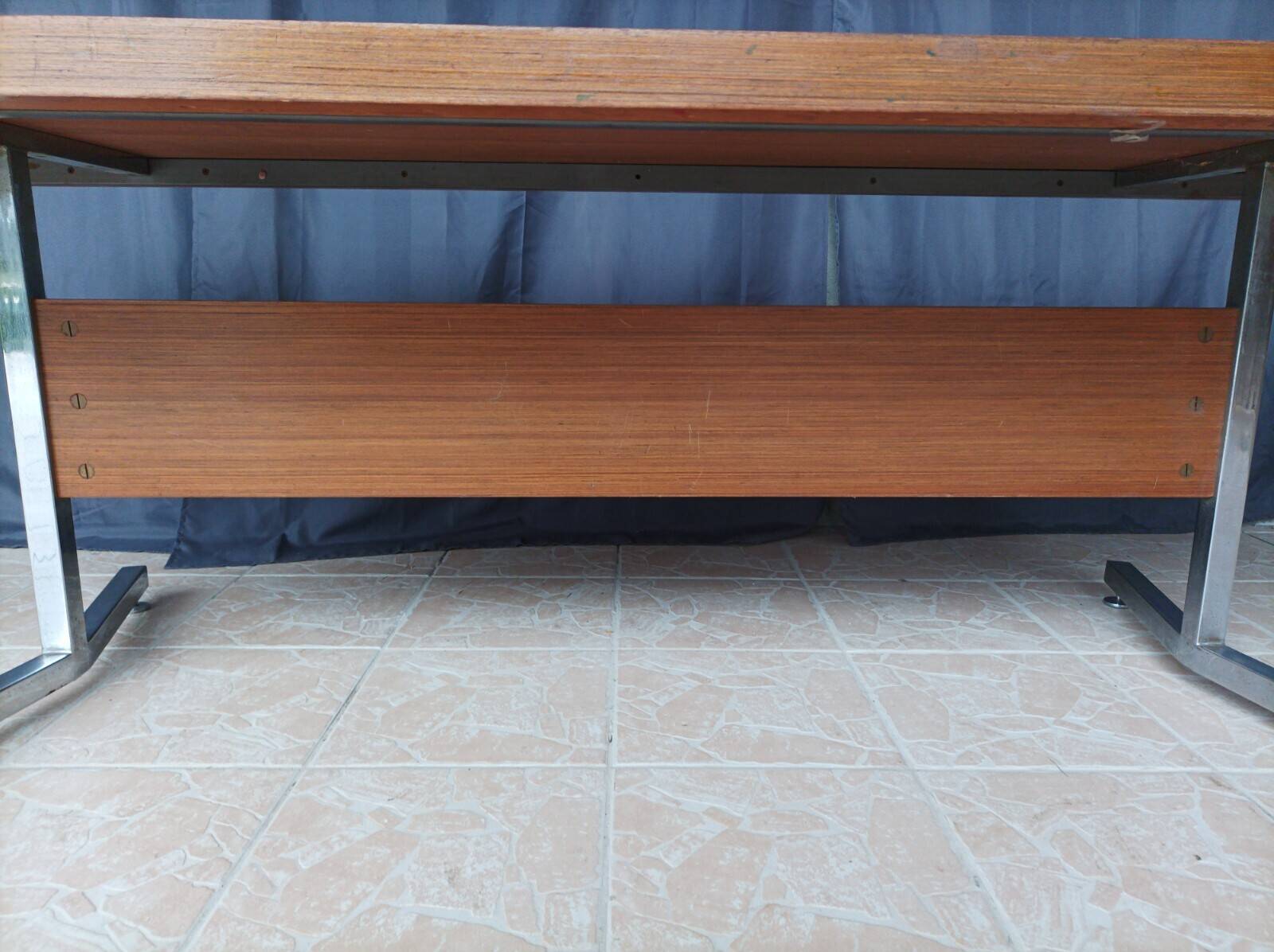 Vintage mahogany desk with chrome metal.