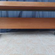 Grand bureau vintage en acajou et métal chrome