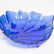 Decorative deep blue glass leaf plate, Italy, 1960s.