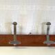 Wooden wall coat rack and chrome hooks – 60s