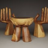 Chaises vintage en bois massif. Années 1970. Lot de 2.