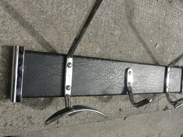 coat rack chrome metal and imitation leather 3 hooks