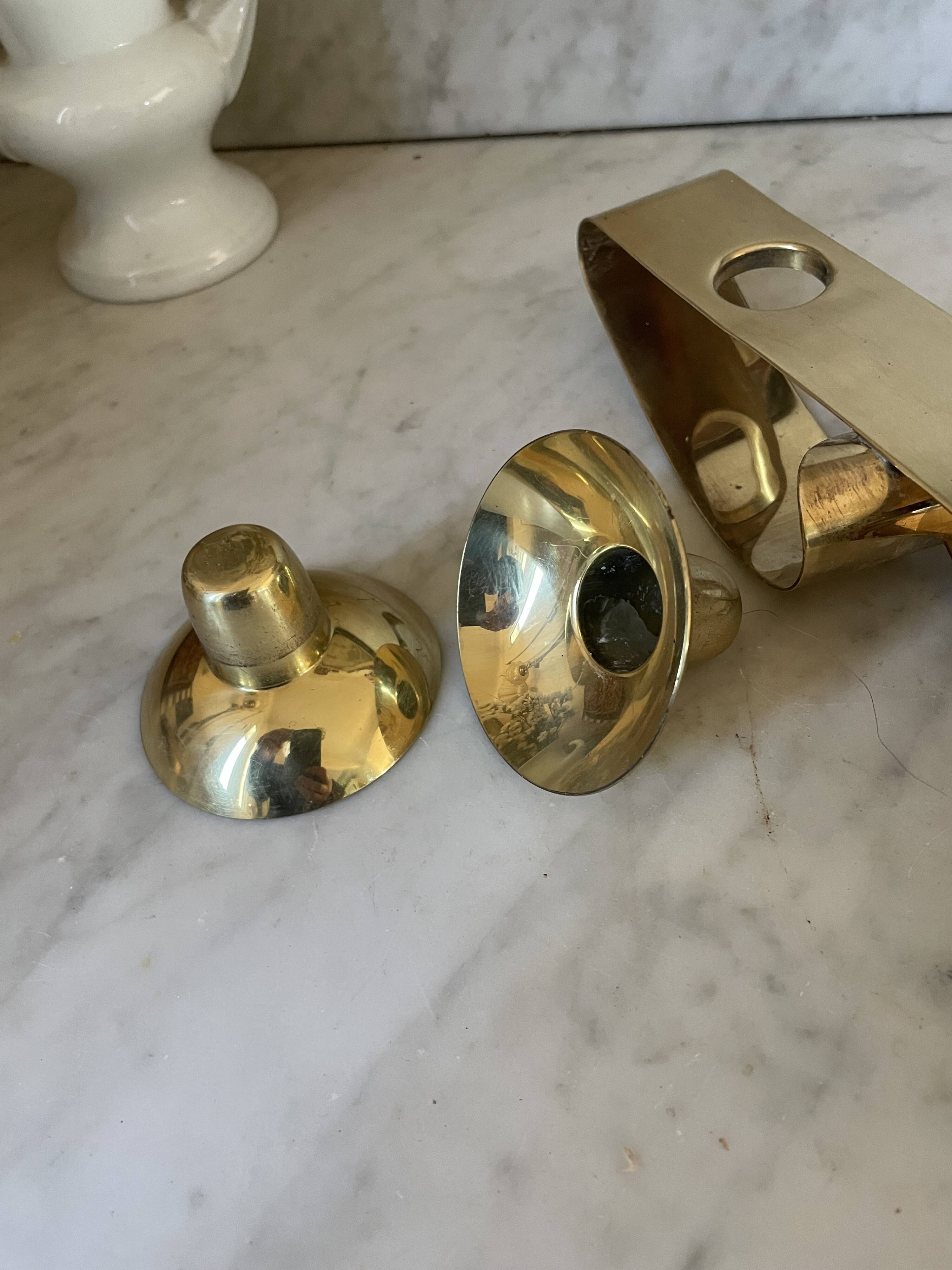 Vintage double Scandinavian candlestick in brass