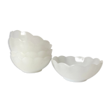 5 bowls in white glass