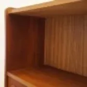 Danish teak veneered bookcase with sliding doors, 1970s