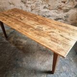 Antique French country dining table – Oak base and pine top, circa 1900