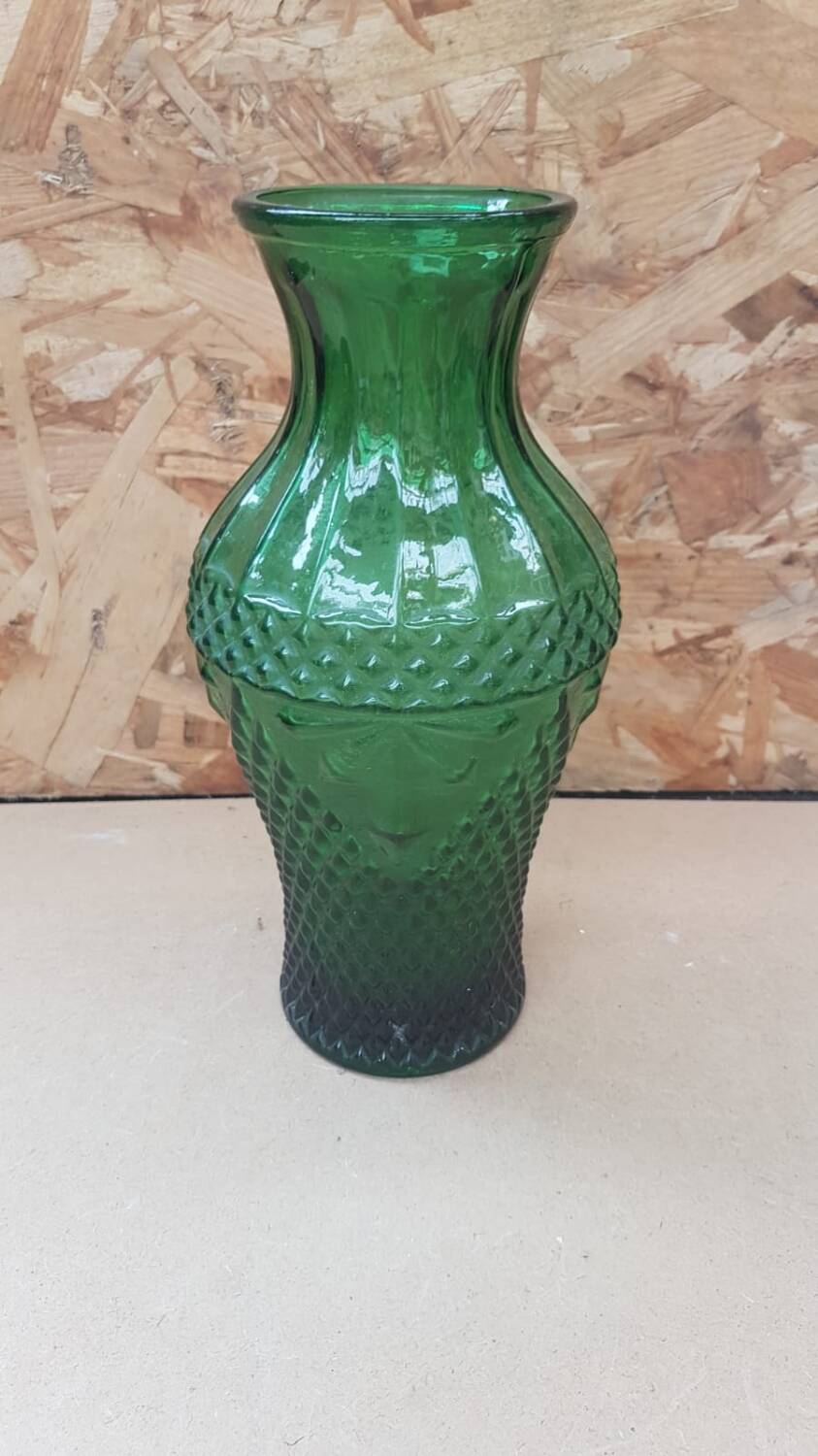Old Green Molded Glass Vase Decor Vintage Tips