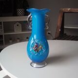 Vase en opaline bleu original