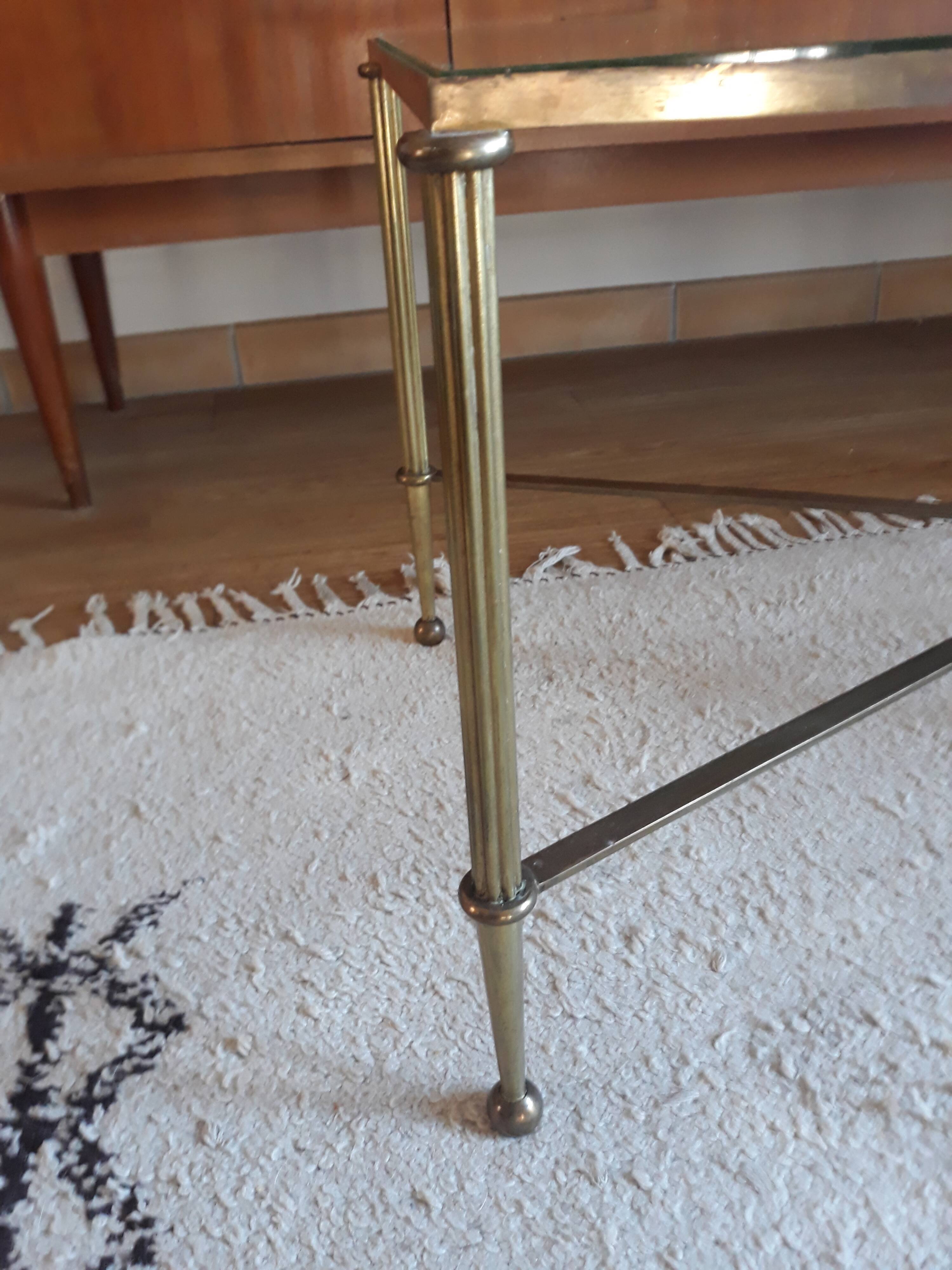 Brass coffee table and vintage glass