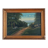 Peinture à l'huile originale vintage de paysage côtier, art de bord de mer signé.
