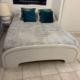 White lacquered bed with gold border with box