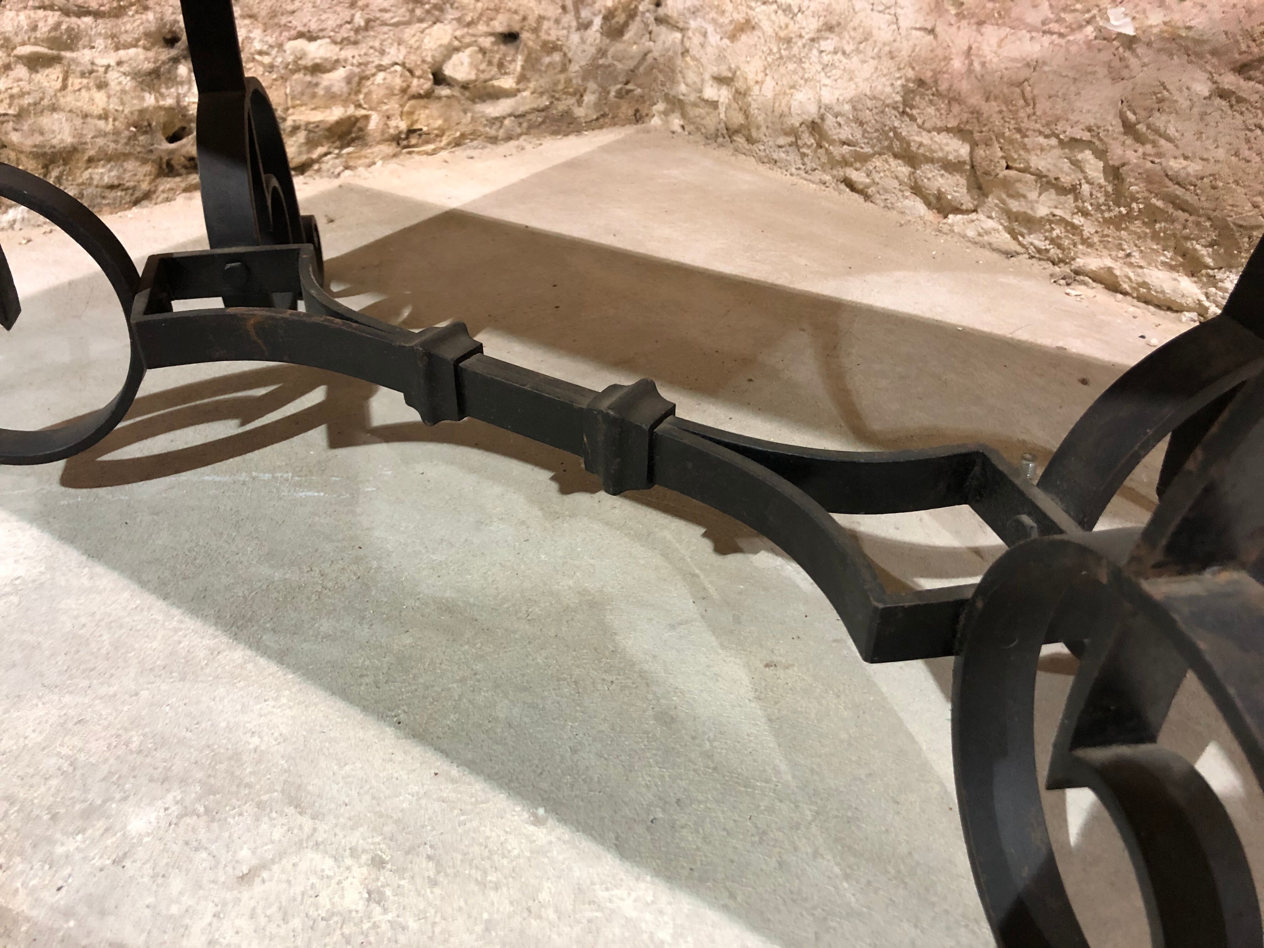 Robert merceris coffee table in wrought iron and 1940s marble