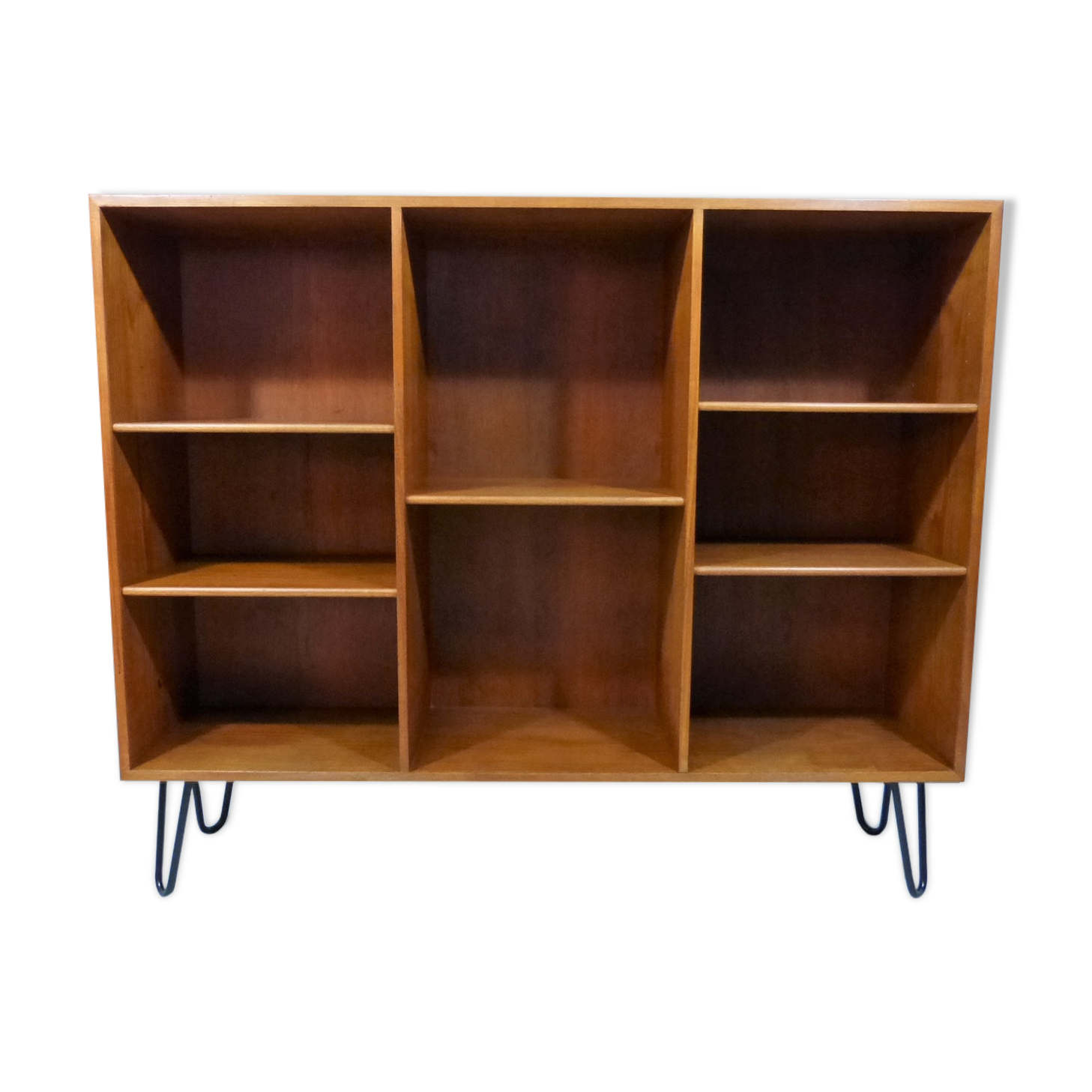 Teak bookcase with hairpin legs by Børge Mogensen for Søborg Møbler Denmark, 1960’s