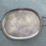 Large pewter serving tray with Étains du Manoir hallmark