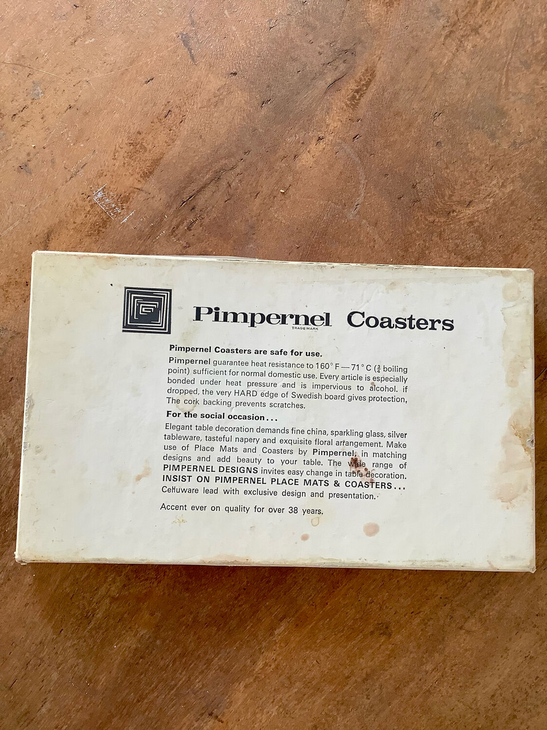 Box of 6 coasters bird motif