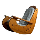 Scandinavian rocking chair in solid pine 1980