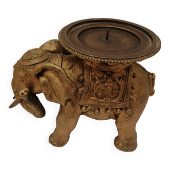 Gold colored elephant culture candle holders