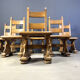 Solid oak brutalist dining chairs, 1960s