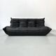 Togo 3-seater in Black Leather designed by M. Ducaroy for Ligne Roset