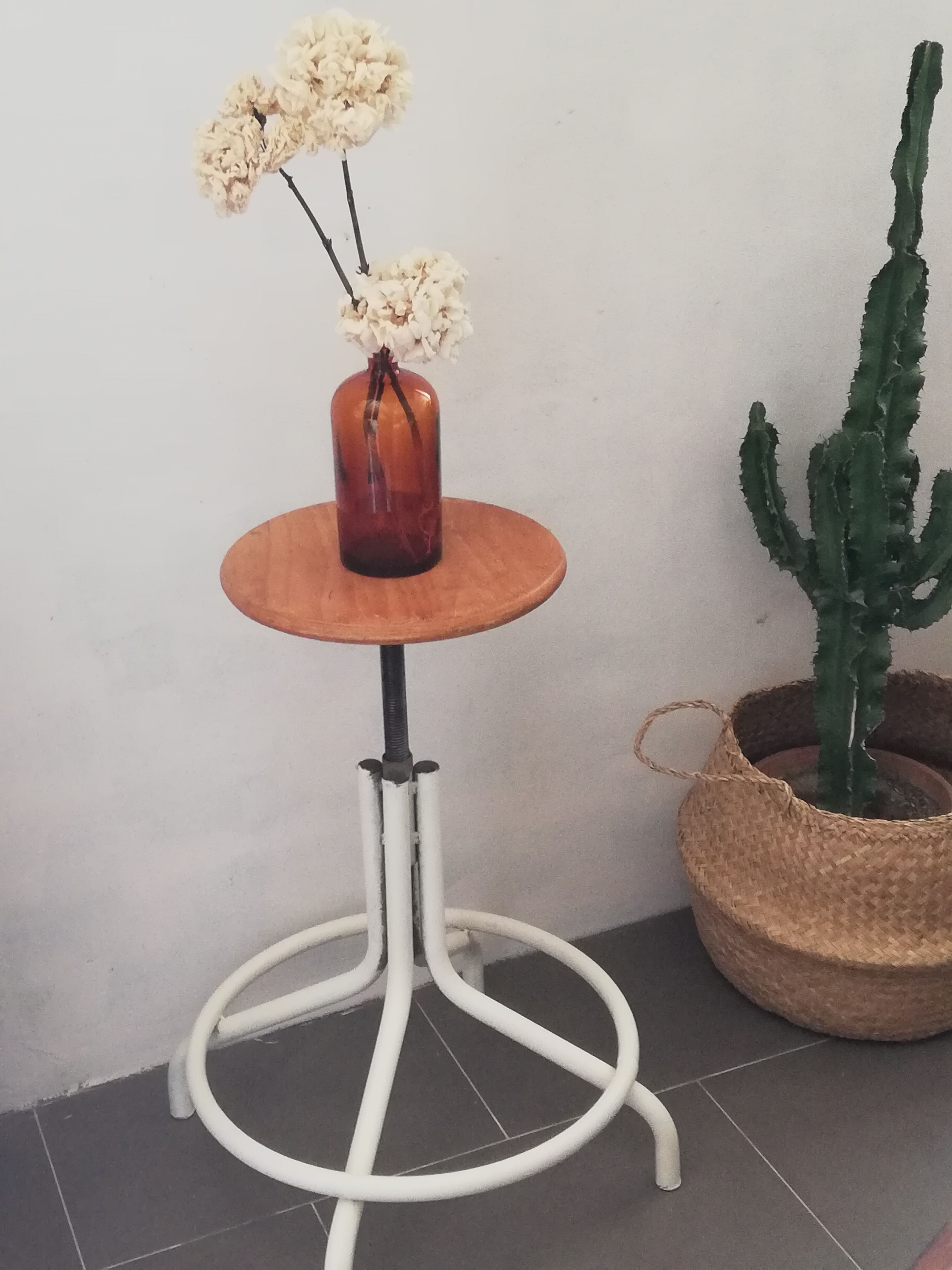 Stool with base metal wood screws