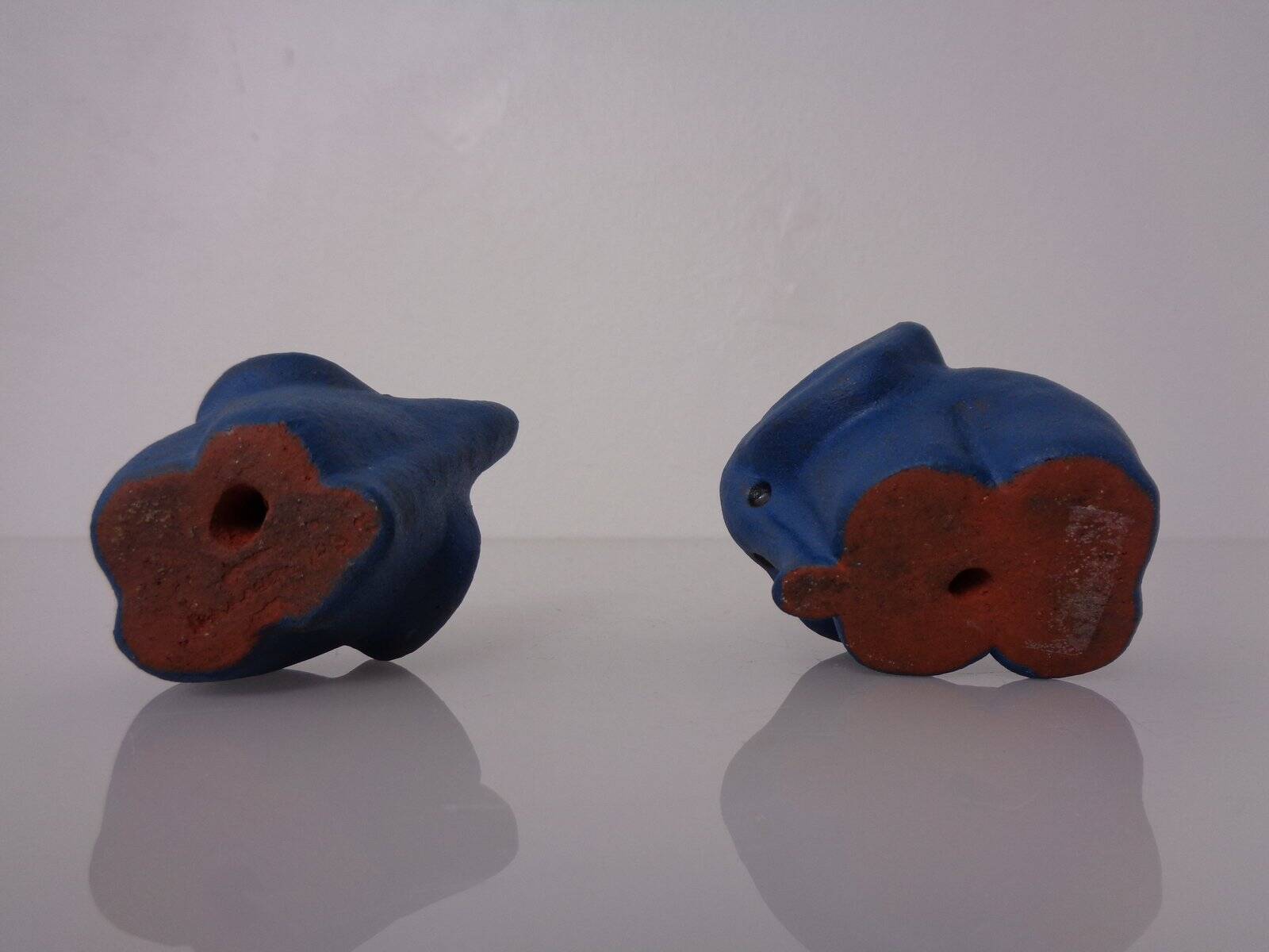 Mid-Century Blue Ceramic Elephants, Austria, Set of 2