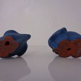 Mid-Century Blue Ceramic Elephants, Austria, Set of 2