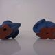 Mid-Century Blue Ceramic Elephants, Austria, Set of 2