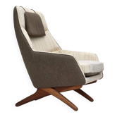 Années 1970, design danois par Illum Wikkelsø, tissu en laine pour meubles, bois de chêne.