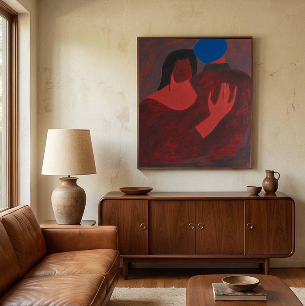 Figurative painting couple "near you" on stretched canvas.